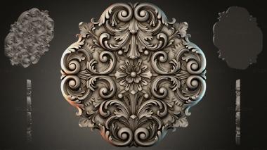 Round decor, rosettes Square rosette with acanthus and spiral volutes 3d model