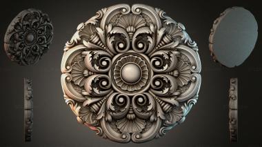 Round decor, rosettes Round ceiling rosette with volutes and a ball 3d model