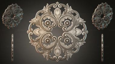 Round decor, rosettes Ceiling rosette with leaf-shaped and spiral curls 3d model