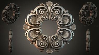 Round decor, rosettes Baroque ornament with volutes and shells 3d model