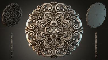 Round decor, rosettes Round panel with baroque vignettes and spiral ornamentation 3d model