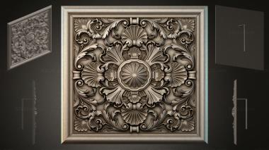 Round decor, rosettes Panel with central rosette and acanthus scrolls 3d model