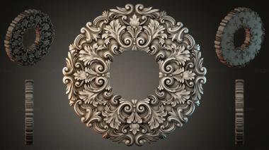 Round decor, rosettes Baroque-style frame with acanthus and volutes 3d model