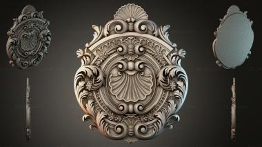 Round decor, rosettes Cartouche with shell and baroque scrolls 3d model