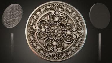 Round decor, rosettes Ceiling rosette with floral ornament 3d model