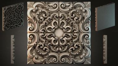 Round decor, rosettes Panel with scrolls and spirals in Baroque style 3d model