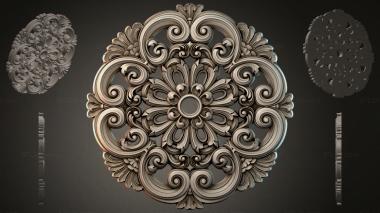 Round decor, rosettes Round rosette with volutes and floral motifs 3d model