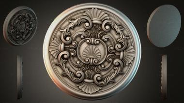 Round decor, rosettes Ceiling rose with volutes and basin 3d model