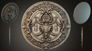 Round decor, rosettes Round medallion with baroque ornament and pendants 3d model