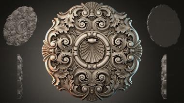 Round decor, rosettes Cartouche with a round shell and volutes 3d model