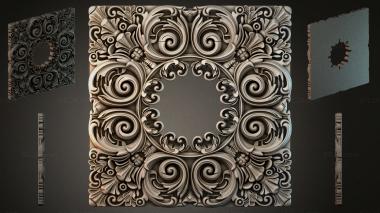 Round decor, rosettes Square panel with volutes and palmettes 3d model
