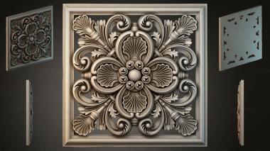 Round decor, rosettes Panel with symmetrical sinks and volutes 3d model