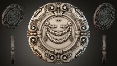 Round decor, rosettes Round rosette with a lion mask and volutes 3d model
