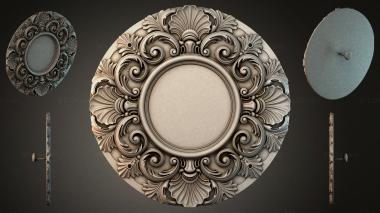 Round decor, rosettes Spiral ceiling rosette with curls 3d model