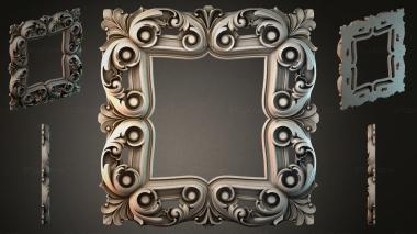Round decor, rosettes Carved mirror frame with volutes and rosettes 3d model