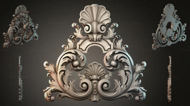 Round decor, rosettes Cartouche with swirls and a shell for CNC 3d model