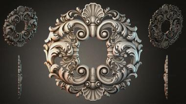 Round decor, rosettes Carved spiral ornament with volutes and shells 3d model