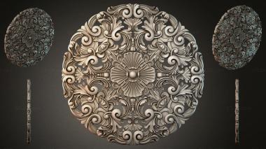 Round decor, rosettes Round rosette with scrolls and shells 3d model