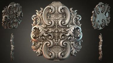 Round decor, rosettes Baroque cartouche with scrolls and shells 3d model