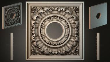 Round decor, rosettes Cassette ceiling medallion with rosette and acanthus ornament 3d model