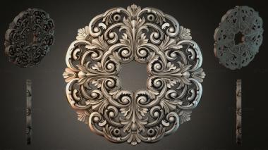 Round decor, rosettes Carved rosette with Baroque scrolls 3d model