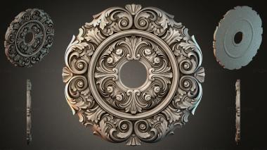 Round decor, rosettes Spiral ceiling rose with a central hole 3d model