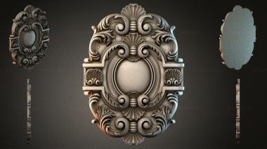 Round decor, rosettes Decorative cartouche with oval and volutes 3d model