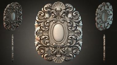Round decor, rosettes Baroque cartouche with oval center and volutes 3d model