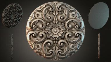 Round decor, rosettes Round rosette with swirls and a flower in the center 3d model