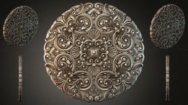 Round decor, rosettes Round rosette with swirls and fan motifs 3d model