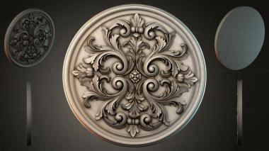 Round decor, rosettes Round rosette with scrolls and baroque leaves 3d model