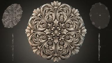 Round decor, rosettes Round ceiling rosette with acanthus leaves 3d model