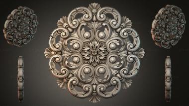 Round decor, rosettes Ornament with volutes and floral rosettes 3d model