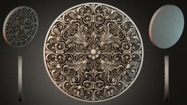 Round decor, rosettes Round panel with symmetrical floral pattern and spiral volutes 3d model