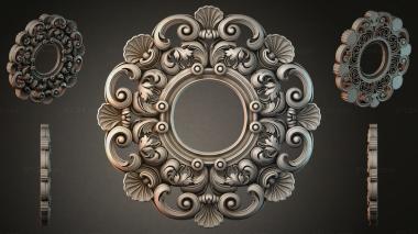 Round decor, rosettes Round rosette with volutes and shells 3d model