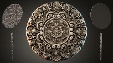 Round decor, rosettes Round rosette with floral ornament and volutes 3d model