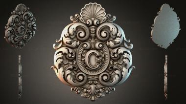 Round decor, rosettes Classic Cartouche with Scrolls and Medallion 3d model