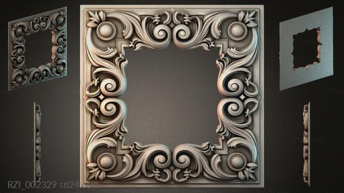 Square frame with volutes and spheres 3d STL model