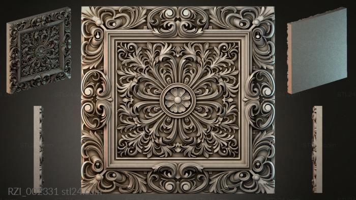 Panel with floral medallion and acanthus scrolls 3d STL model