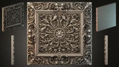 Round decor, rosettes Panel with floral medallion and acanthus scrolls 3d model