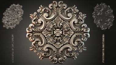 Round decor, rosettes Baroque ornament with volutes and cartouche 3d model