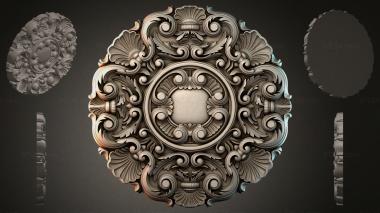 Round decor, rosettes Cartouche with volutes and shells 3d model