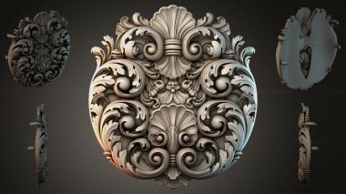 Round decor, rosettes Classic acanthus cartouche with volutes and shells 3d model