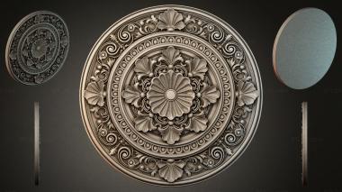 Round decor, rosettes Round rosette with fan-shaped ornament and spiral curls 3d model