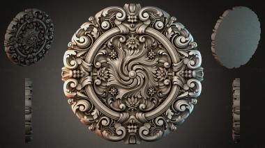 Round decor, rosettes Round decorative rosette with volutes and floral motifs 3d model