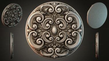 Round decor, rosettes Round medallion with volutes and a central cartouche 3d model