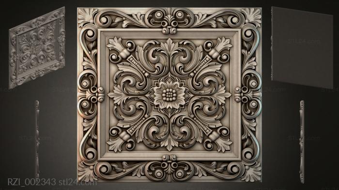 Round decor, rosettes (Scrolling panel with a flower in the center, RZI_002343) 3D models for cnc