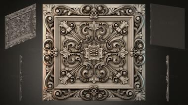 Round decor, rosettes Scrolling panel with a flower in the center 3d model