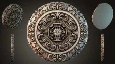 Round decor, rosettes Ceiling rosette with swirls and a central medallion 3d model