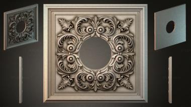 Round decor, rosettes Square panel with a round medallion and acanthus scrolls 3d model